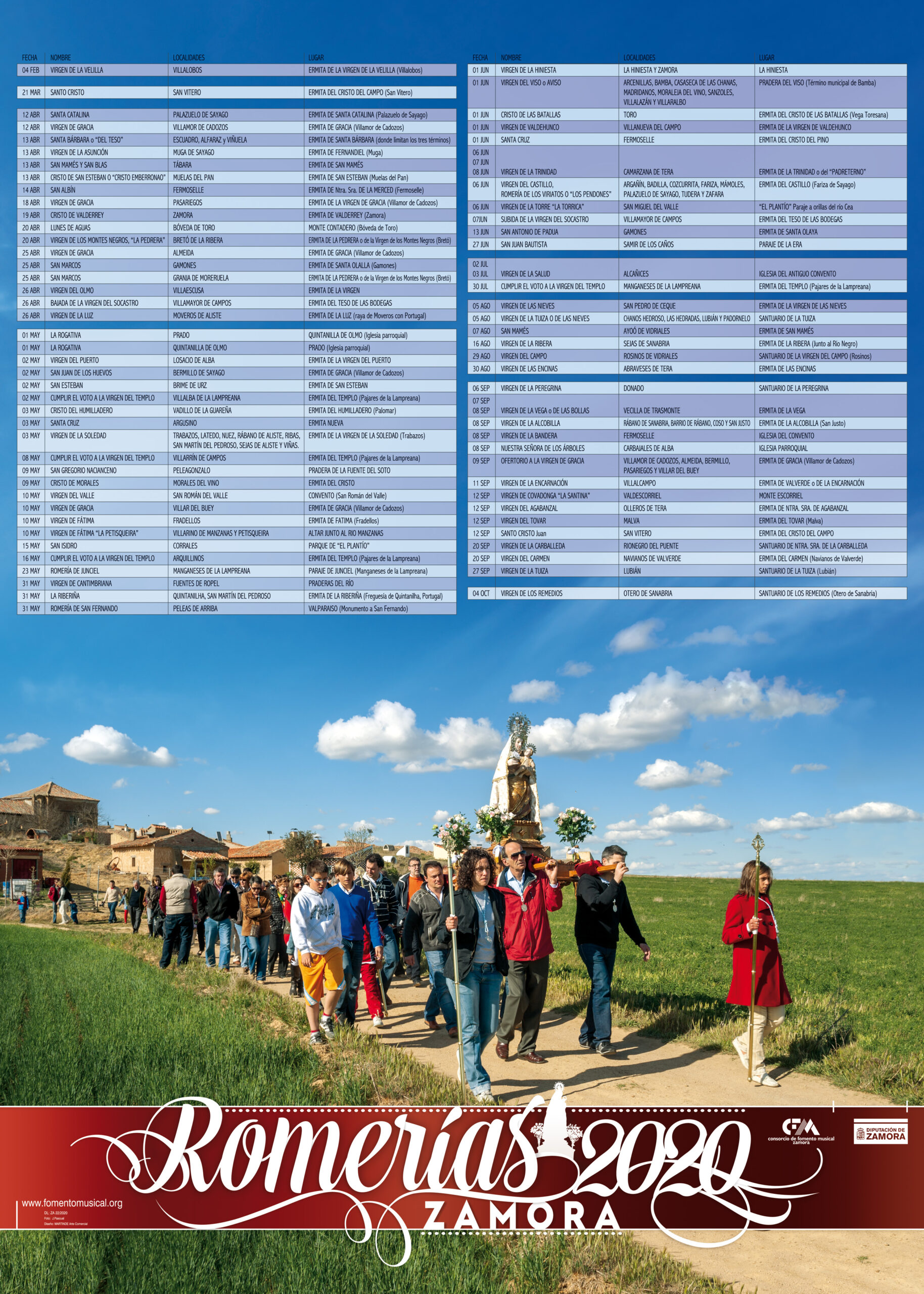 Calendario de Romerias de Zamora 2020